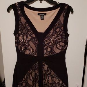 Beautiful nude and black lace cocktail gown